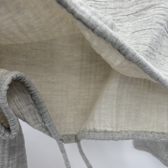 a. ren Love Lock Tie Top Cropped Tie Bell Sleave linen gray womans size large-9B - Picture 8 of 8